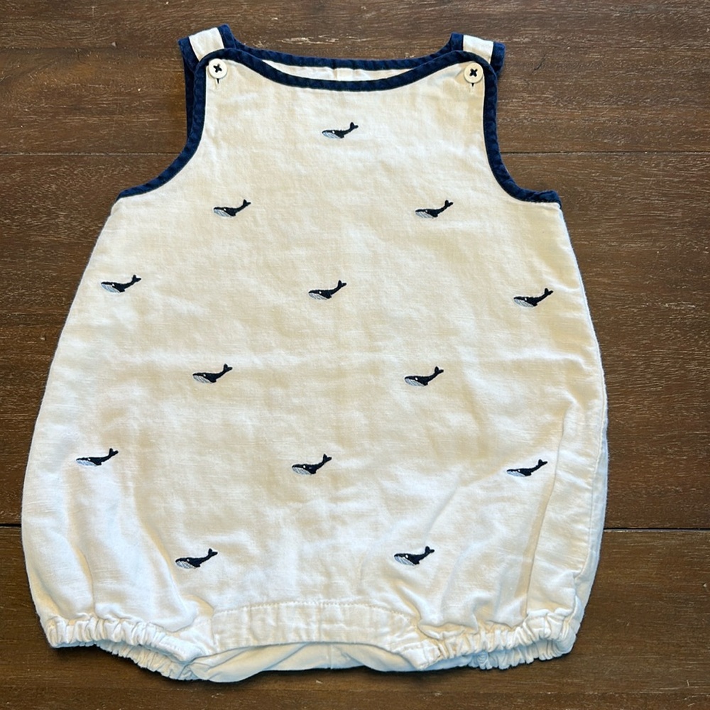 Janie and Jack Blue Whales Cotton Romper